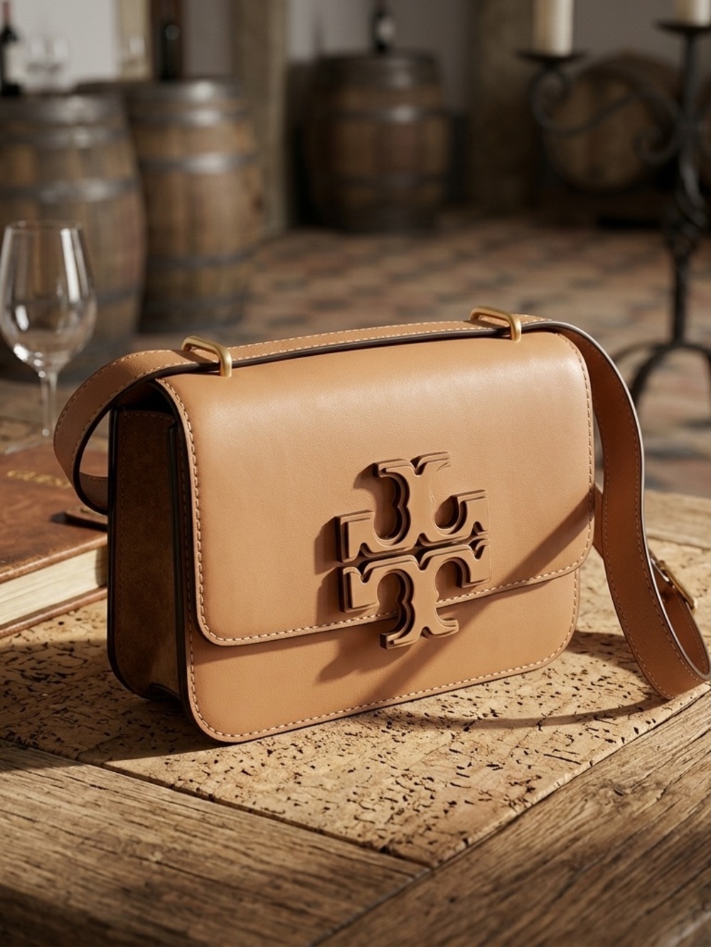 NEW Tory Burch Eleanor Small Shoulder/Crossbody Bag Tan Natural Vachetta Leather